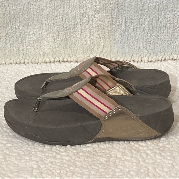 FITFLOP Oasis Brown Platform Wedge Thong Flip Flops Workout Walk Sandals - Sz 6 - Picture 2 of 13